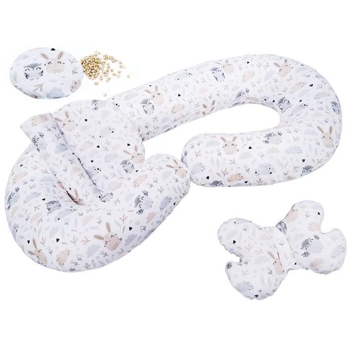 Lot de 4 Coussins de Grossesse pour Dormir en Forme de C - Taille XXL - pour Les Femmes Enceintes Motif Chouette-Lapin,292