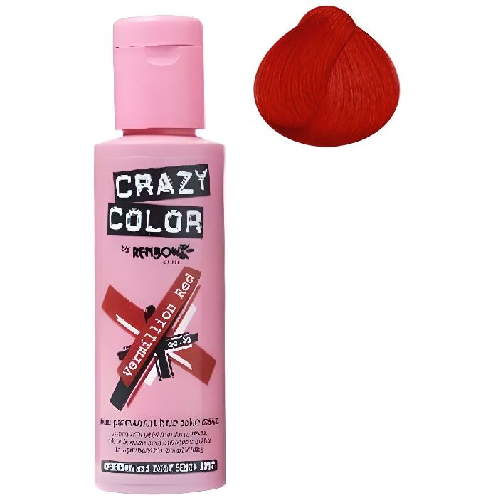 Coloration cheveux semi-permanente CRAZY COLORCouleur : Rouge VermillonPour un look FUN et des cheveux aux couleurs vives et