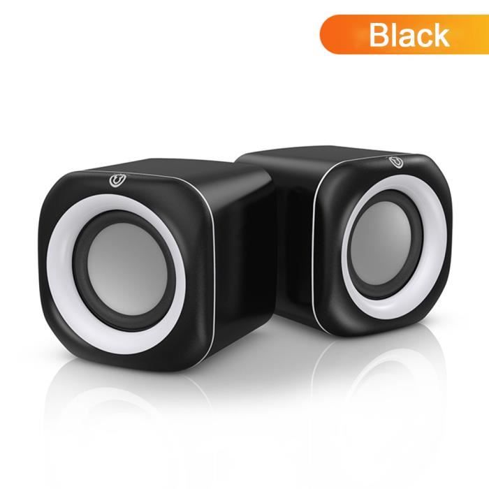 Haut-parleurs Enceintes Ordinateur Stéréo pour ordinateurs portables/ordinateurs de bureau/appareils MP3 Noir
