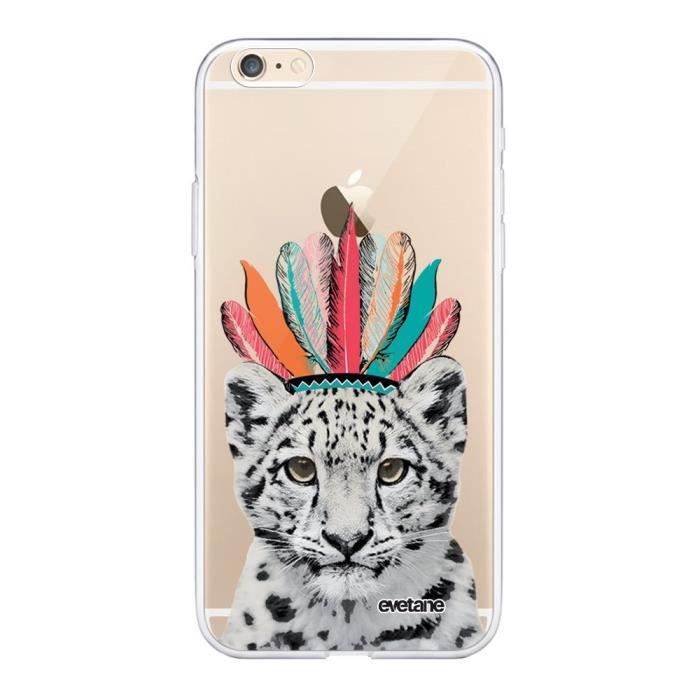 Coque iPhone 6 iPhone 6S 360 intégrale transparente Léopard Indien Ecriture Tendance Design Evetane