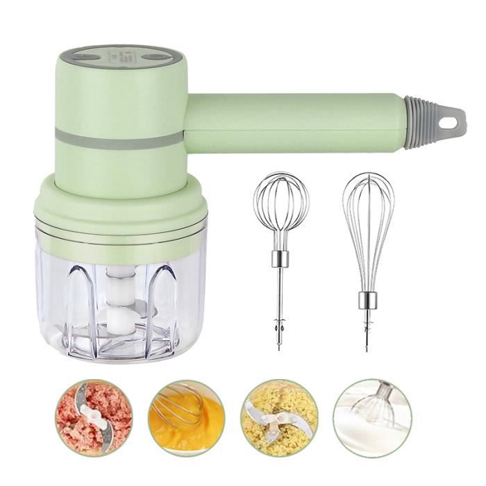 GOOAFREI Batteur Électrique,Hachoir Legume Hachoirs à Viande 150W-3 Vitesses- 2 Fouets Métalliques Boîte de mélange de 250 ml, Œufs