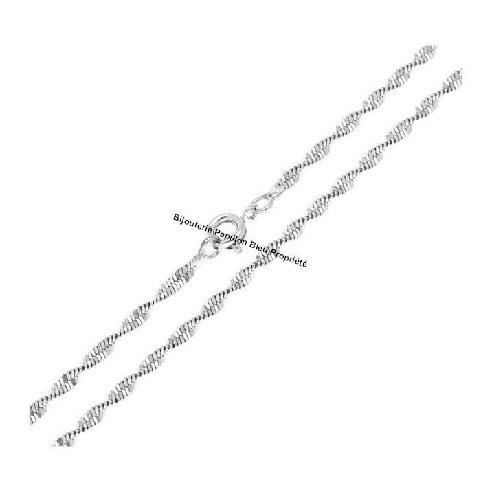 Chaîne de Cou Maille Anglaise 45 cm Argent Fin Rhodié