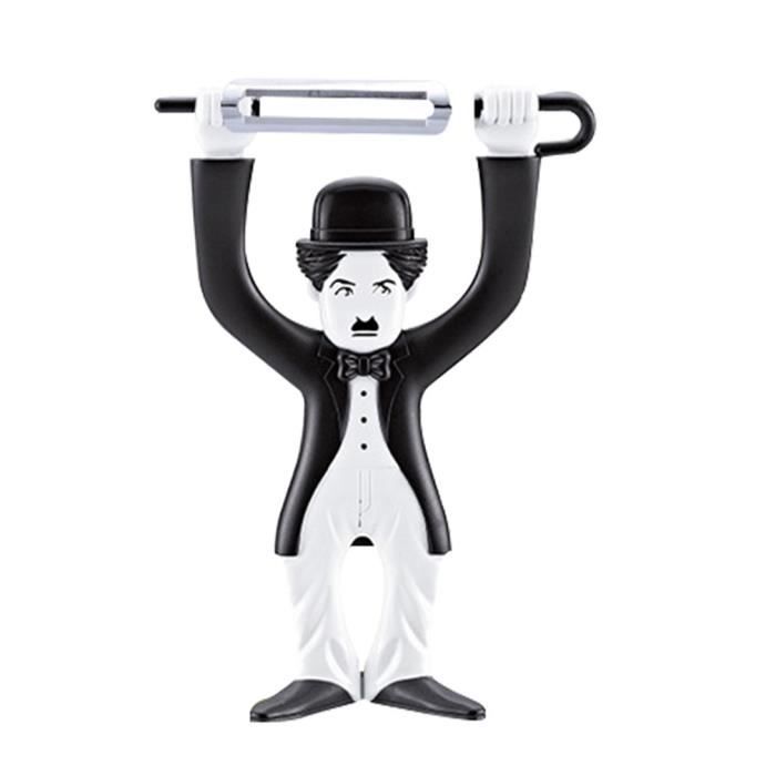 Nouveauté Design Chaplin en forme d'éplucheur ustensiles de cuisine couteau d'office outil drôle noir et blanc, lame de couteau plat