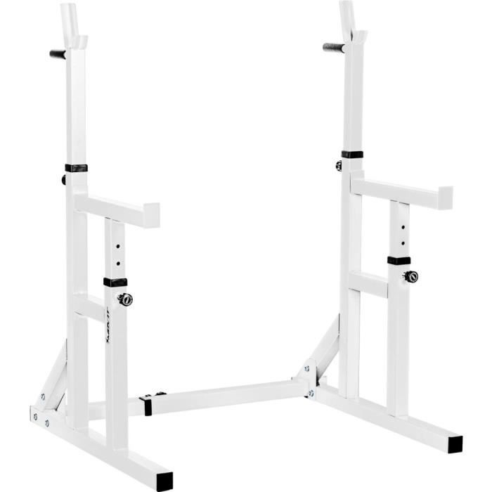 MOVIT® Rack à Squat Pro, ensemble de 2 supports d’haltères réglables, supports pour haltères de muscu, Home-Gym, couleur blanc
