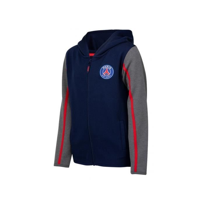 Sweatshirt zippé à capuche enfant PSG Logo Stripes 2022/23 - bleu - 6 ans