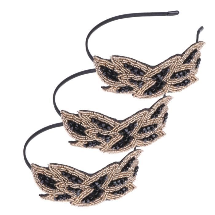 3 pièces cerceaux de en cristal bandes de faites à la main coiffe élégante BANDEAU - SERRE-TETE - HEADBAND - HAIRBAND