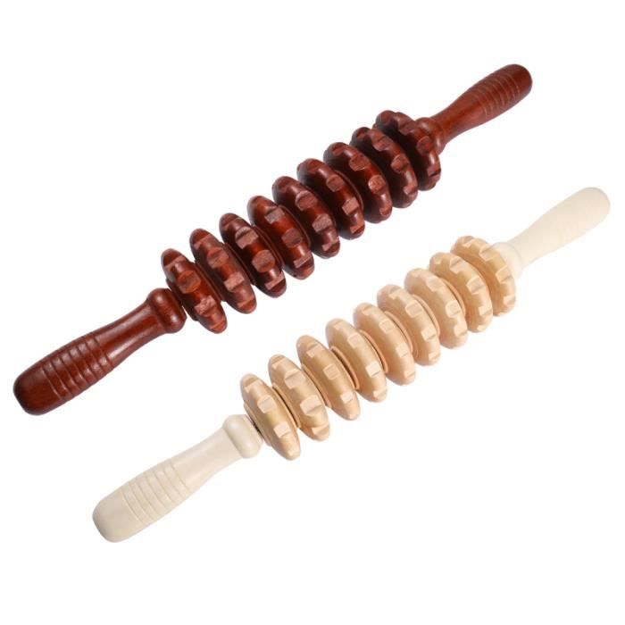 2 pièces rouleau de massage en bois rouleaux de libération de muscle Cellulite TAPIS DE SOL - TAPIS DE GYM - TAPIS DE YOGA