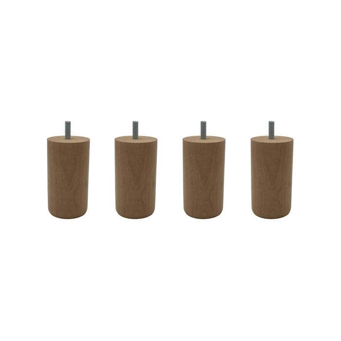 4 pieds cylindriques bois naturel 10 cm