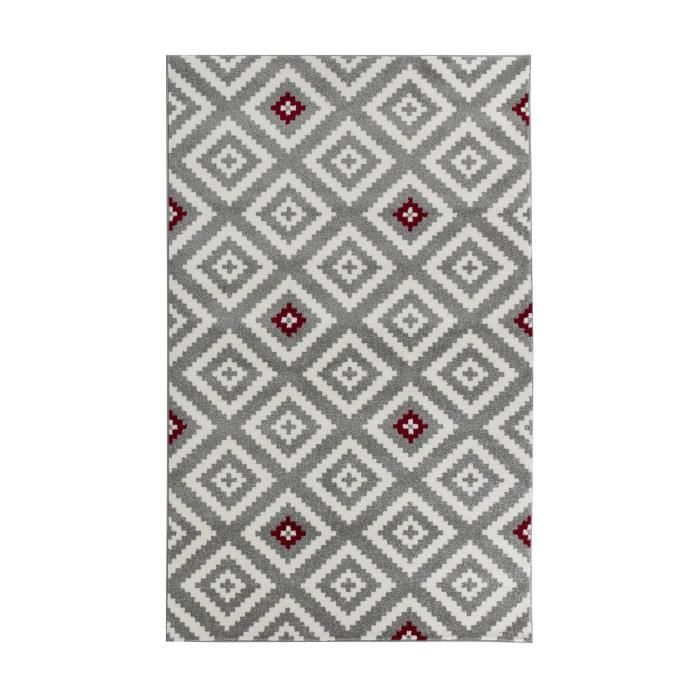 NAZAR TAVLA Tapis de salon moderne - 200 x 280 cm - 100% polypropylène frisée - Rouge