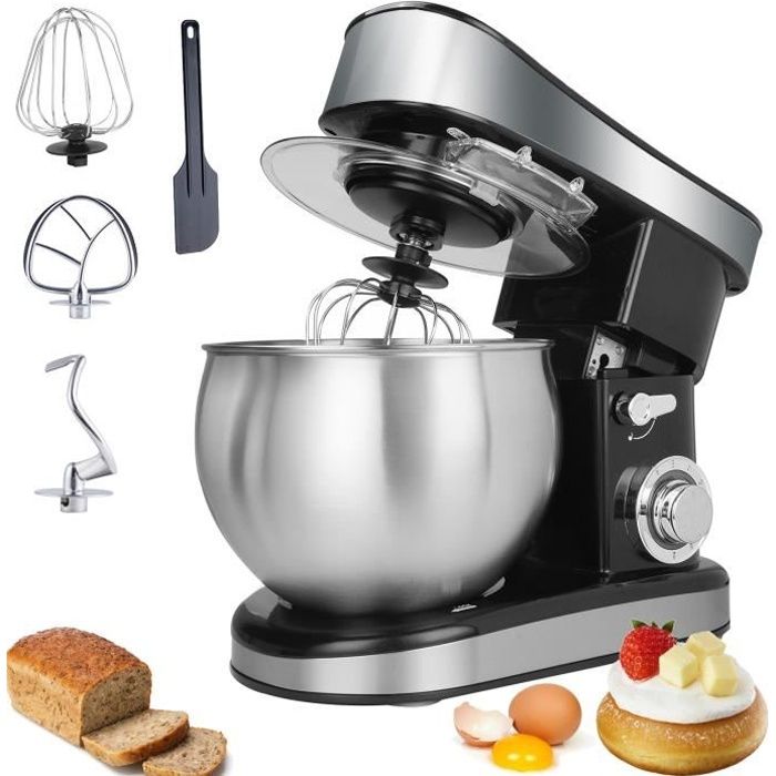 VINTEKY® Robot Pâtissier, Pétrisseur Professionnel, Robot de Cuisine Multifonction, Robot Batteur avec Kit pâtisserie 6L-1500W