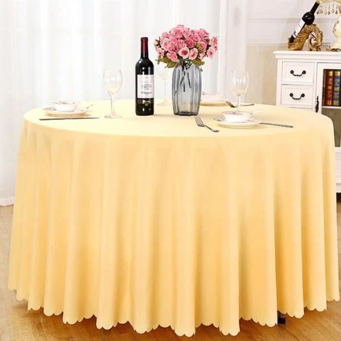 QF20000-Nappe de table, Nappe ronde, Nappe ronde 240 cm, Nappe ronde antitache, Nappe exterieur table ronde, nappe table ronde jau