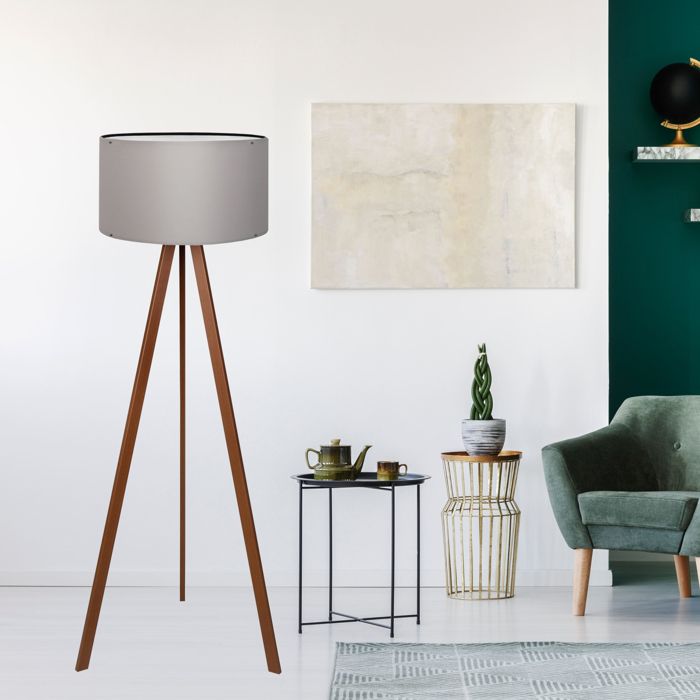 Lampadaire Newport hauteur 140 cm E27 effet bois gris Lampadaire Newport hauteur 140 cm E27 effet bois gris