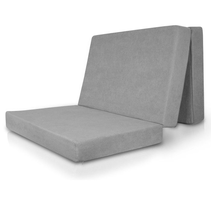 Beautissu Premium Matelas Pliable en Mousse 90x200 cm Gris Modèle XL – Extra Épaisse 14cm H3 Housse Lavable Transport Facile