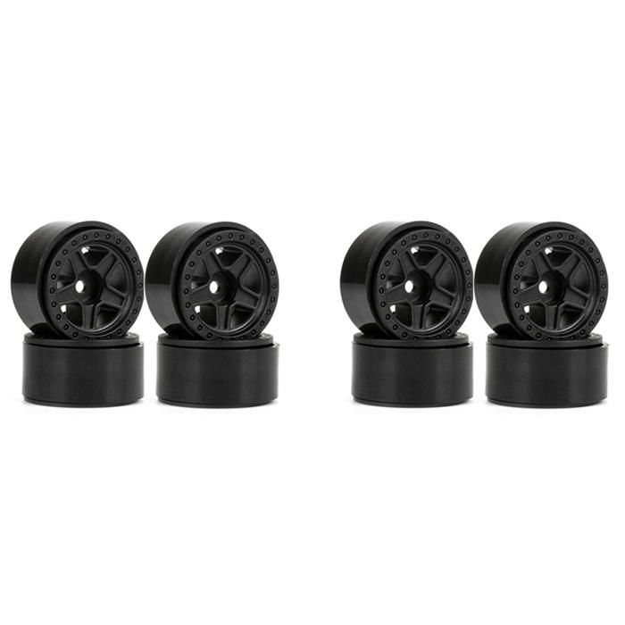 Jantes Beadlock 1.0 Pour Axial SCX24 - 4 Pièces, Nylon, 5 Rayons, Noir, Sans Collage