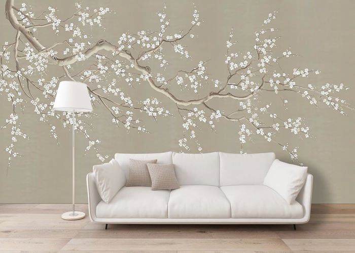 Papier Peint Panoramique Branche Zen Fleur De Prunier Papier Peint ...