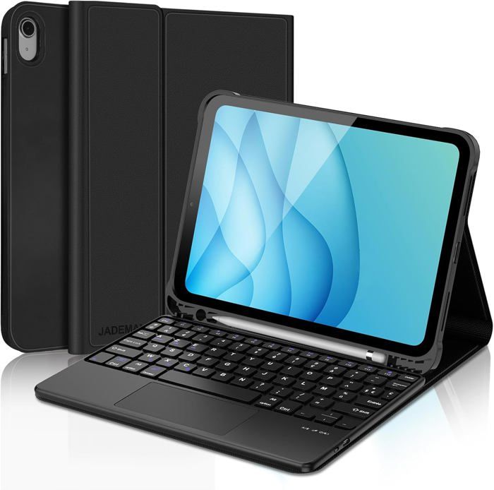 Étui Clavier AZERTY Avec Trackpad Pour IPad 10/11ème Génération - Bluetooth, Détachable, Couleur Rose, Inclut Porte-crayon