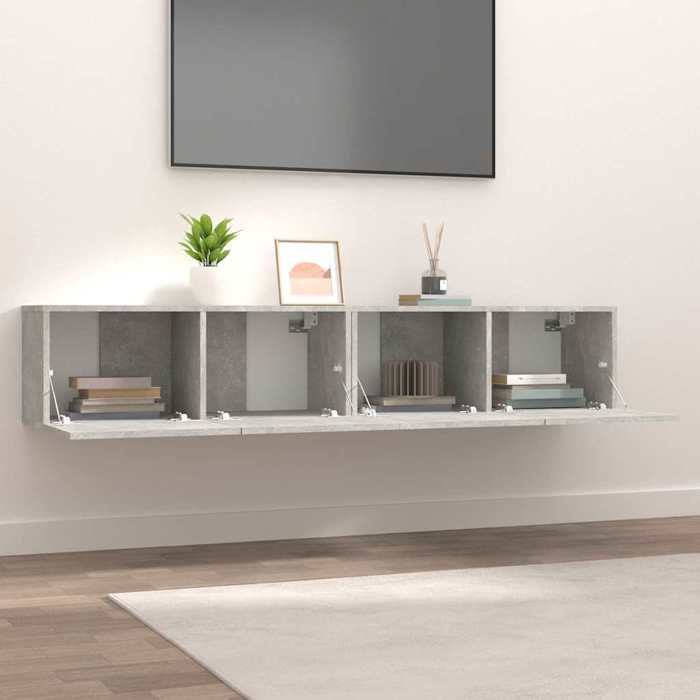 Bon plan Meubles TV - 2 pcs - JILI HOT - meubles HiFi Suspendu - gris béton 80x30x30cm - Bois dingénierie - Pour salon
