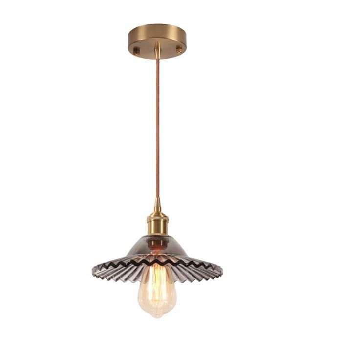 Diday Lampe Suspension Luminaire VintageE27 Lustre Industriel Abat-jour en Verre Designe Parapluie Plafonnier Style NordiqueGris