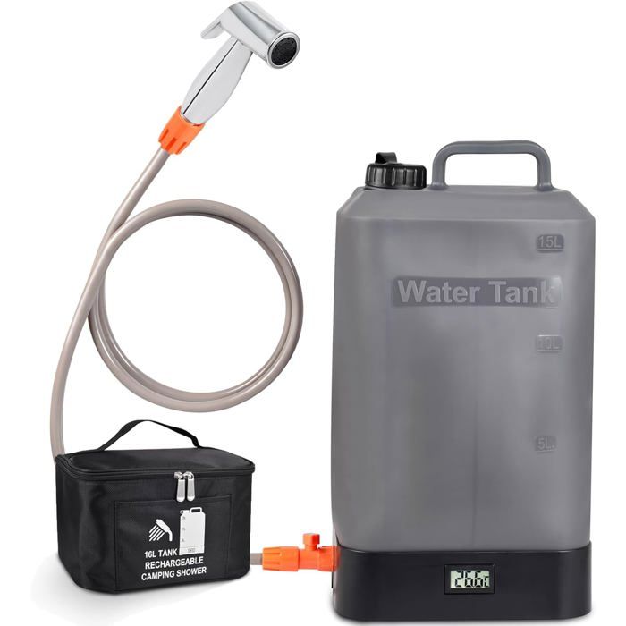 Koopsmate Douche de camping portable, lère LED, batterie amovible, pompe de douche de camping