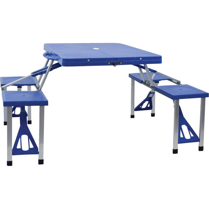 Table de pique-nique - BAYA SUN - Pliable - 4 places - Plastique et Aluminium - Bleu