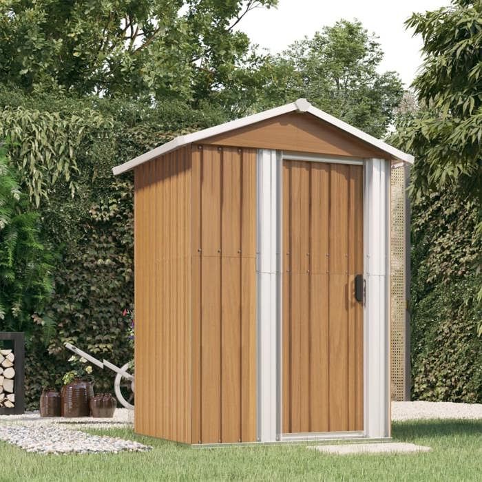 Soldes dété 2025 Abri de stockage pour jardin - CLOUD - Outil de jardinage - Marron 126x975x177 cm Acier galvanisé LL143