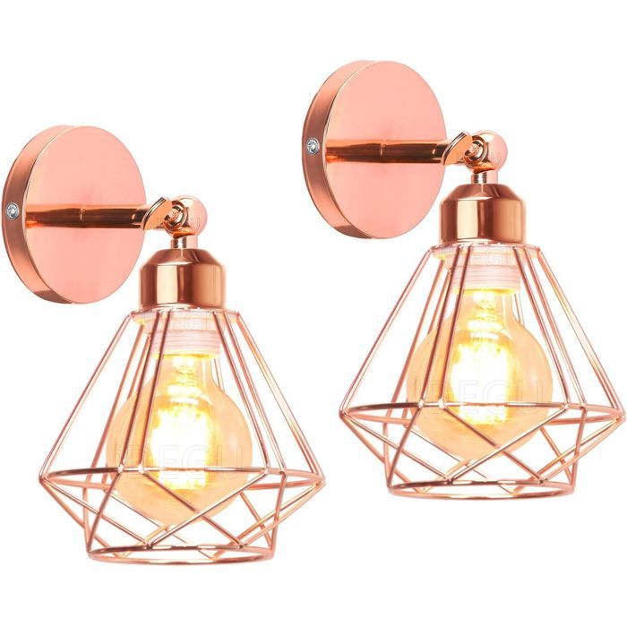 iDEGU 2x Moderne Lampe Murale IndustrielApplique Murale Vintage Abat-jour en Fer Design Cage Luminaire Réglable pour Couloir Salon