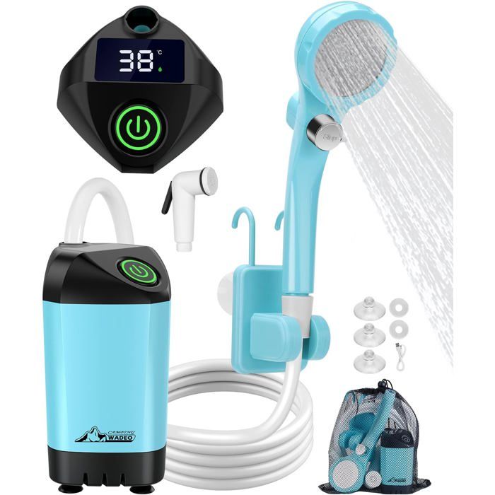 Douche Portable Camping, 6000mAH Rechargeable Douche Camping Avec Pompe