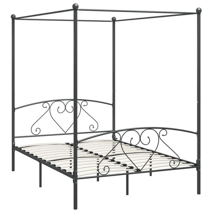 Cadre de lit à baldaquin - Double/2 Personnes - Intemporel - gris métal 160x200 cmCdiscount2025 FAFA7219