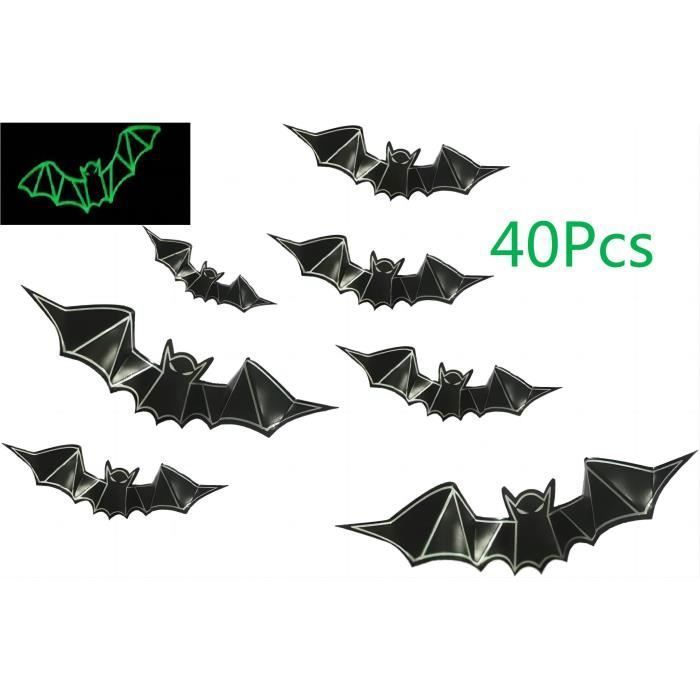 36 Pièces 3D Chauve Souris Halloween Décoration Avec LED Pour Les Portes,Les Fenêtres,Les Murs