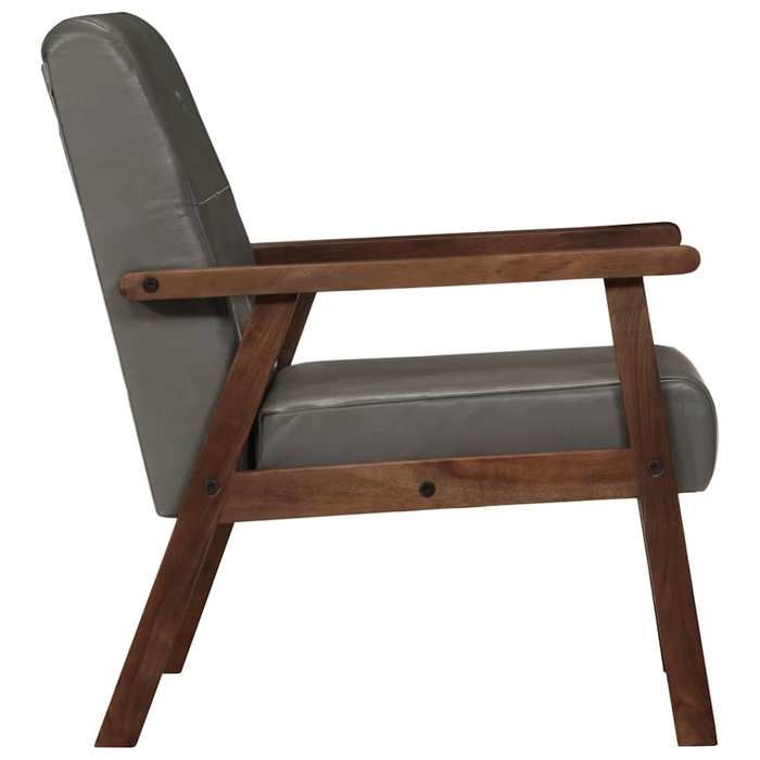 CLARENCE® Fauteuil simple - Chaise-Canapé - pour salon/chambre/bureau - gris cuir véritable LV4920