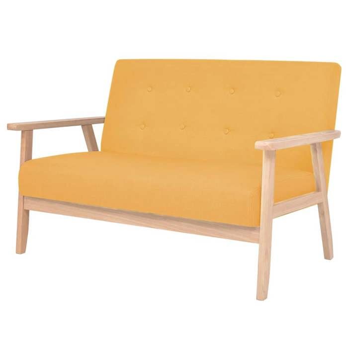 Jaune Canapé 2 places - KEETHE - Sofa adulte/enfant - Tissu Jaune LL441