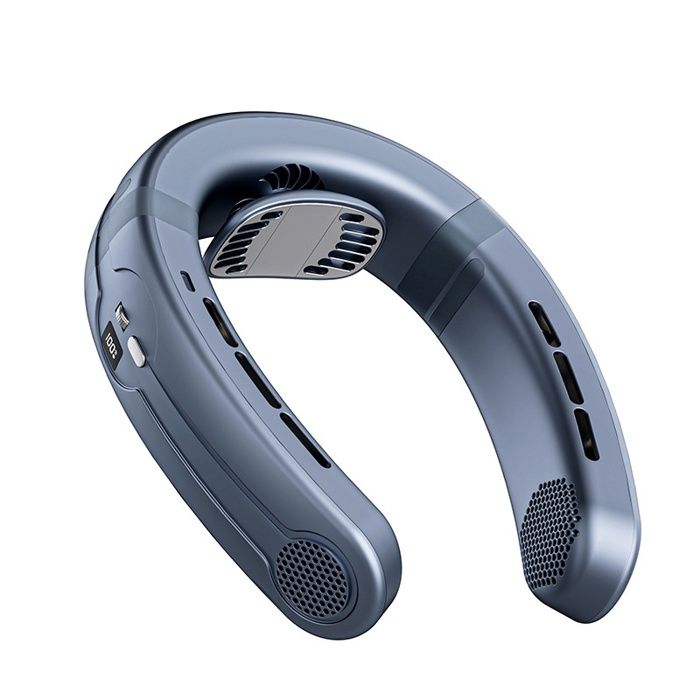 Ventilateur de cou 4 000 mAh silencieux rechargeable sans pales avec support de cou réglable et respirant noir - Chronus