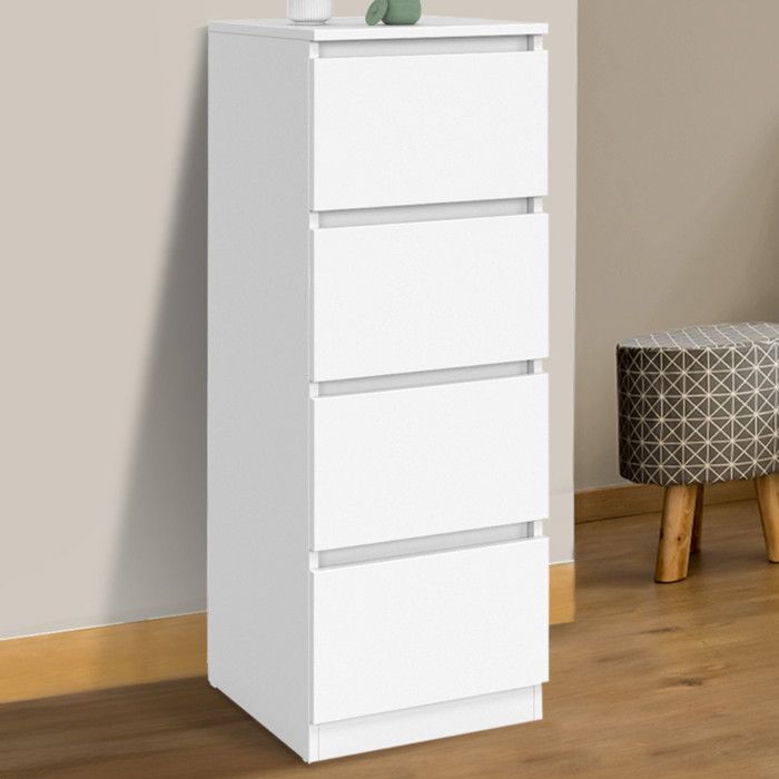 IDMARKET Meuble dappoint 4 tiroirs TOMI 30x30x80 cm chiffonnier pour entrée salle de bain bois blanc IDMARKET Meuble dappoint 4 tiroirs TOMI 30x30x80 cm chiffonnier pour entrée salle de bain bois blanc