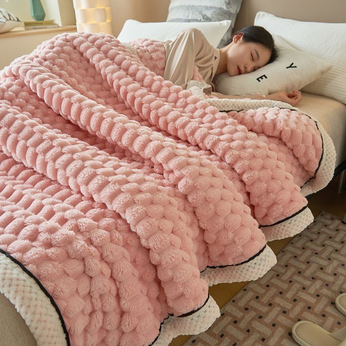 Couverture Polaire Épaissie 200x230cm Rose Plaid Chaud en Flanelle de Lait Bébé Douce Jeté de Lit Douillet pour Hiver