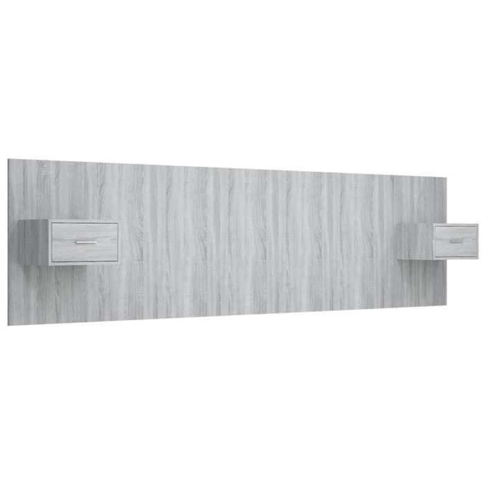 Tête de lit avec armoires - VIDAXL - Sonoma gris - Bois dingénierie - 200x1 5x80 cm - Tables de chevet flottantes Tête de lit avec armoires - VIDAXL - Sonoma gris - Bois dingénierie - 200x1 5x80 cm - Tables de chevet flottantes