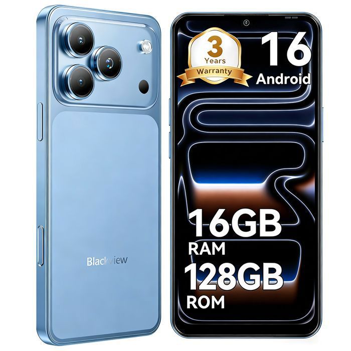 Smartphones Pas Cher Blackview Wave 7CAndroid 16 16Go(4+12)Go+128Go6.5632MP+13MP5000mAh4G Dual SIMWiFi 5Face ID