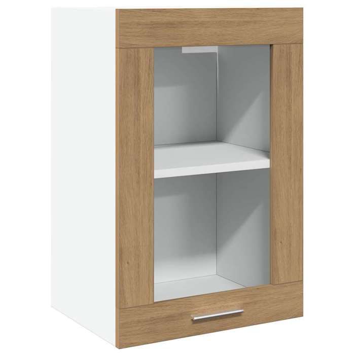 Vitrine suspendue en bois dingénierie - GKO - 40x31x60 cm - Chêne artisanal - Capacité 60 kg - Rangement optimisé