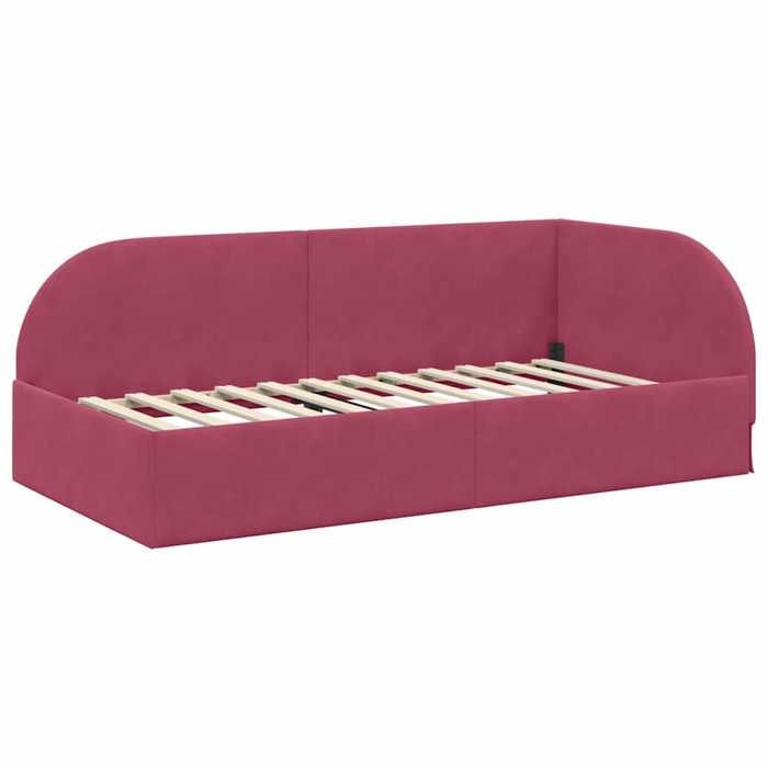 NEUF Structure de lit dangle - UU - 1 PLACE - Bordeaux 90 cmx200 cm Velours SS838