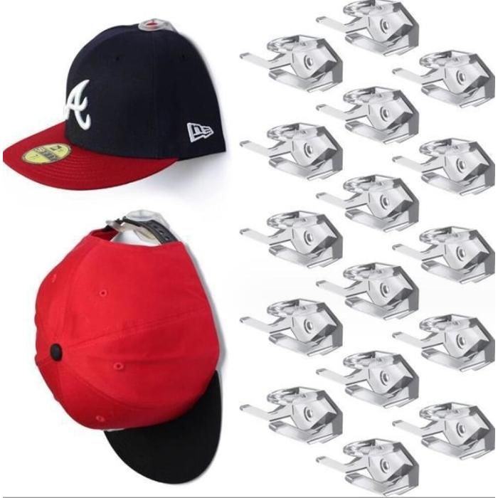 Crochets adhésifs muraux pour chapeaux (lot de 16) – présentoir à casquettes de baseball design minimaliste fixation murale