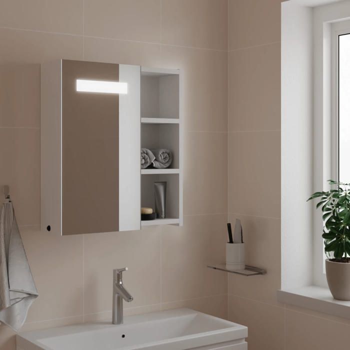 SALE 2026 Armoire de salle de bain Blanc - Armoire de salle de bain à miroir avec LED blanc 45x13x52cm PRO710502177