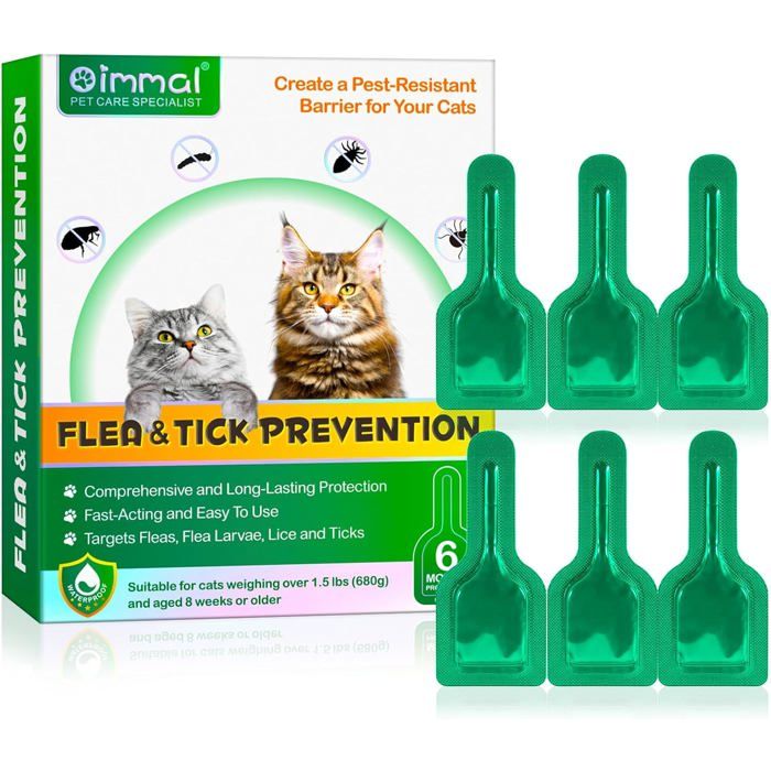 Pipette Anti Puces Chat - Anti-Puces Et Anti-Tiques Pour Chats - Protège LAnimal - JusquÀ 4 Semaines - 6 Pipettes