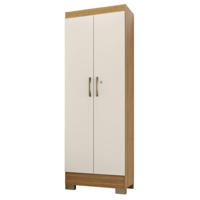 Armoire Multifonctions Chêne et Blanc Ecru 2 portes 5 Niches L 63 H 180 P 35 cm - L 63 x l 35 x H 180 cm Armoire Multifonctions Chêne et Blanc Ecru 2 portes 5 Niches L 63 H 180 P 35 cm - L 63 x l 35 x H 180 cm