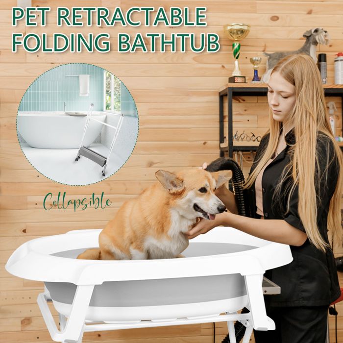 Meilleurs prix pour Baignoire pour animaux de compagnie - CREMLANK - 3 hauteurs réglables - 4 roulettes - Plastique - 105X109X113CM