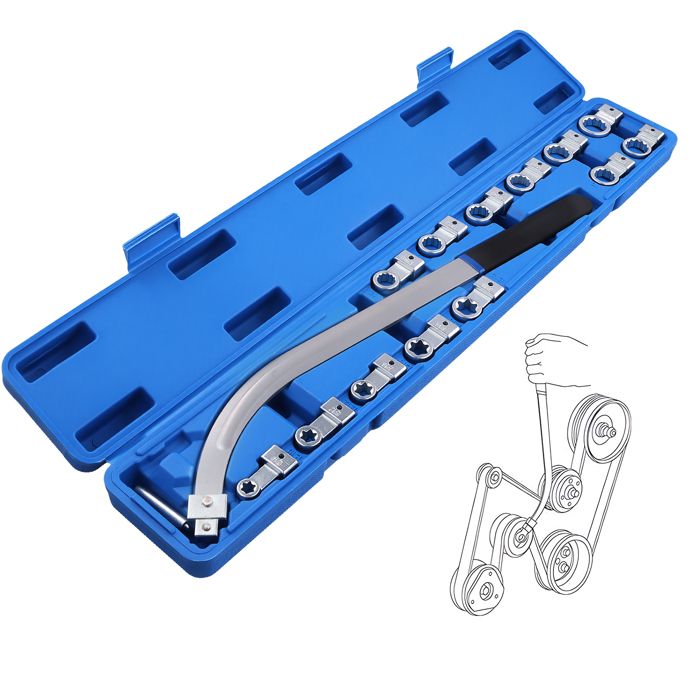 Kit 15 Clés Poulie Tendeur Courroie 12-19mm & Torx E10-E18 Universel