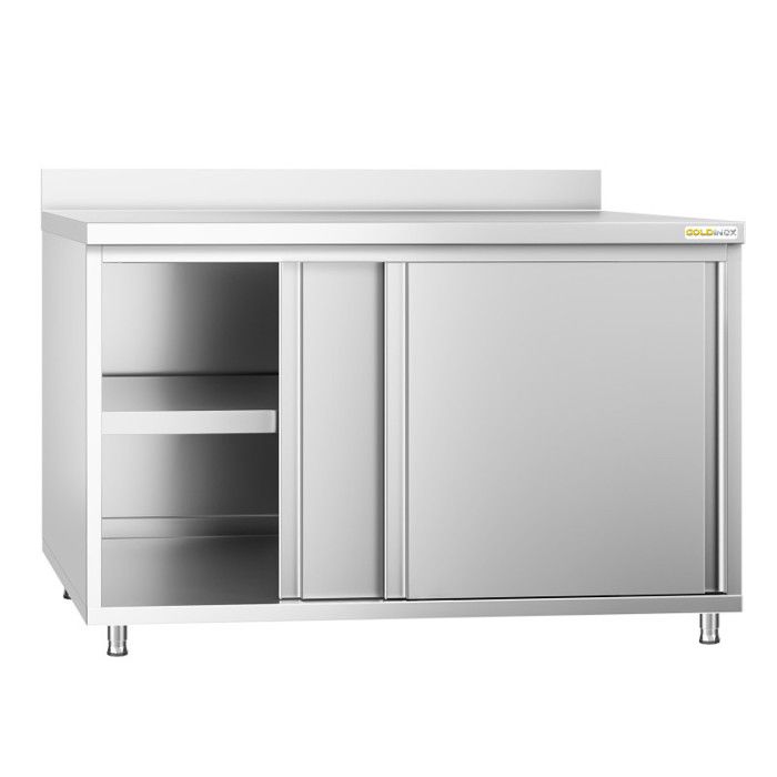Meuble bas inox 1400x600 mm adossé PREMIUM - GOLDINOX
