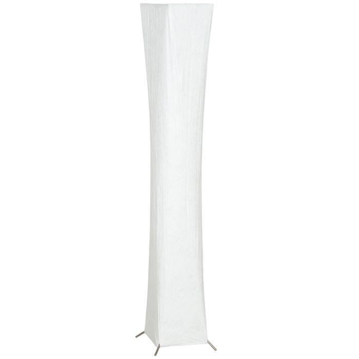 Lampe de sol avec abat-jour en papier - Interrupteur au pied - 3 niveaux de luminosité - Argent+Blanc - 25x25x129 cm