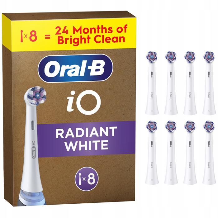Têtes de brosse de rechange ORAL B iO Radiant Lot de 8 Compatible Oral‑B iO