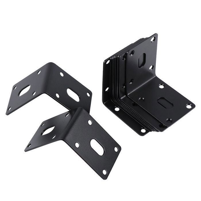 6 Pièces Équerres Angle Inox Noir Support en L pour Étagère Meuble Chaise Table Fixation
