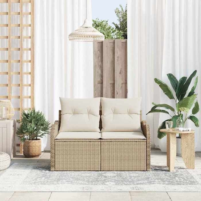 Beige Siège de jardin - Canapé de jardin - Beige 121x62x69cm polyrotin C3887