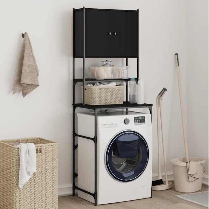 Joli & Fonctionnel - Armoire de machine à laver - Etagères Réglable - noir 68x485x194 cm kda6017218
